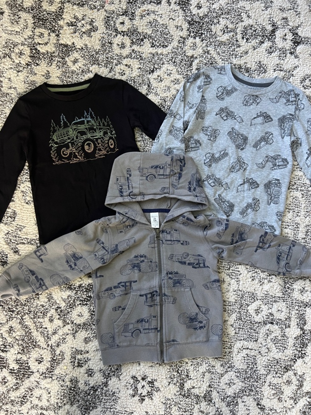 Carter's Boys Truck Hoodie and Tee Set - Gray & Black